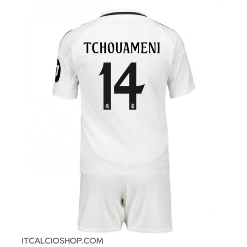Real Madrid Aurelien Tchouameni #14 Prima Maglia Bambino 2024-25 Manica Corta (+ Pantaloni corti)